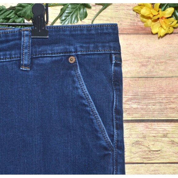 Lands' End Mid Rise Trouser Jeans Women Plus Size 18 Blue Stretch Denim 40X30 - Picture 3 of 11